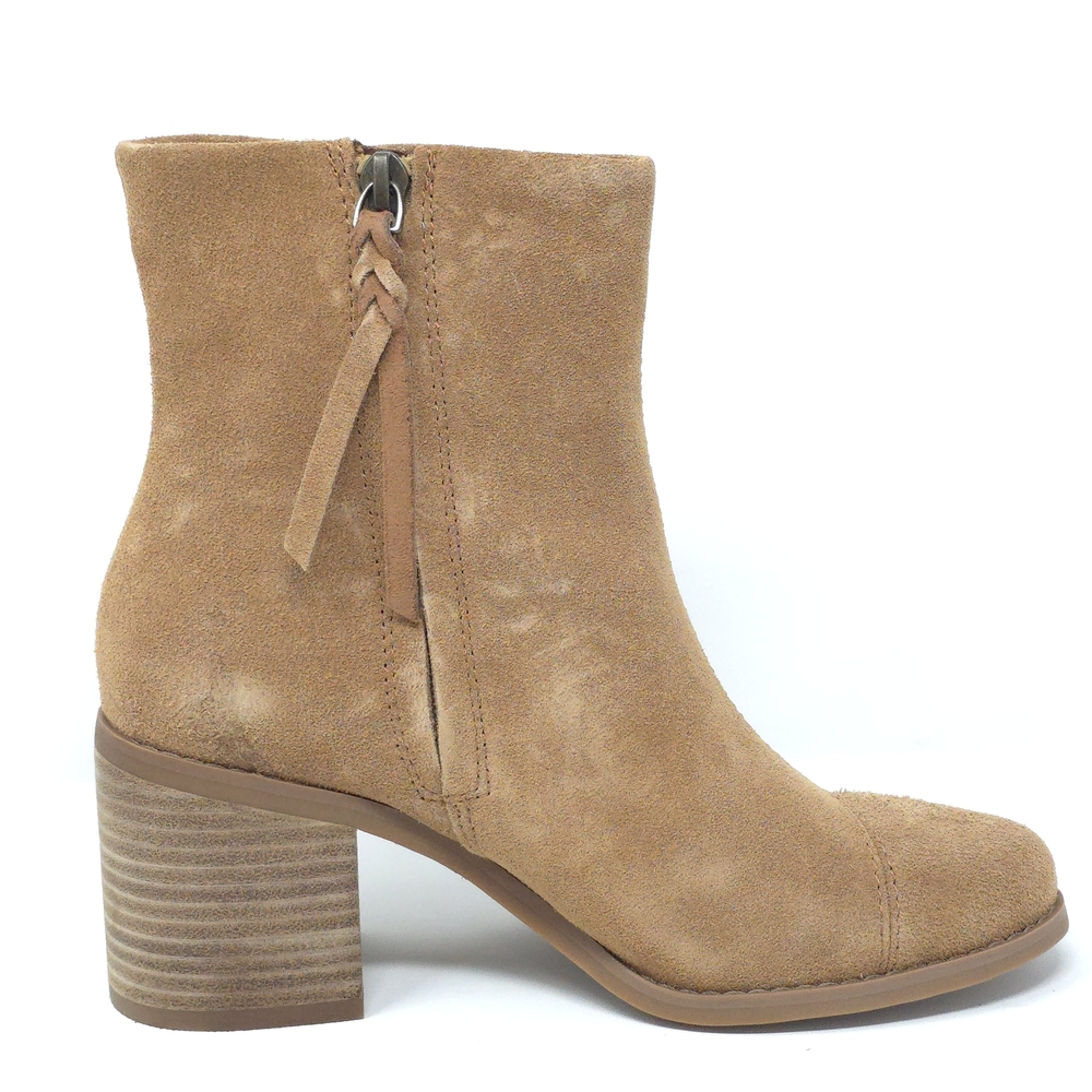 TOMS Evelyn Brown Suede Stacked Heel Ankle Boots 6M - Picture 4 of 12
